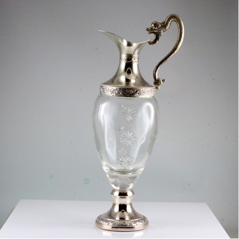 elegant decantor aiguillère. sticla & metal argintat. atelier G. Galbati. Italia